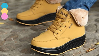 Women's Winter Faux Fur Lined Flatform Trainer Boots - 3 Colours & 5 S ...
