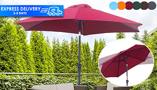 2.7M Crank & Tilt Garden Parasol - 6 Colours