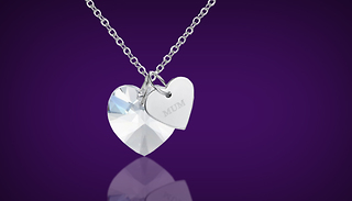 Simulated Crystal Mum Heart Necklace