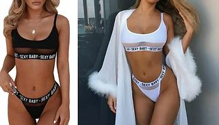 2-Piece Mesh Detail Underwear Set - 2 Colours & 5 Sizes