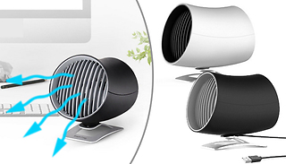 Quiet Dual Cyclone-Blade USB Desk Fan - Black or White