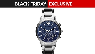 Emporio Armani AR2448 Men's Watch - Silver Strap With Blue Dial 