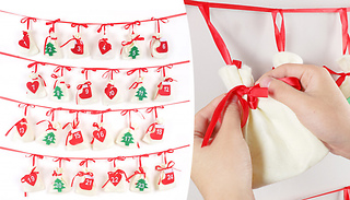 Set of 24 Christmas Advent Calendar Bags