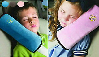 1 or 2 Child's Car Travel Seatbelt Pillow - 3 Colours