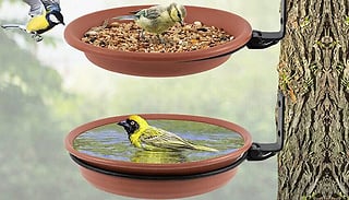 2x Hanging Plastic Bird Feeder & Bath Trays
