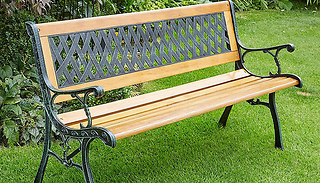 Weatherproof Sunrise Solid Wood Criss-Cross Bench