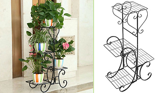 4-Tiered Black Metal Plant Pot Stand