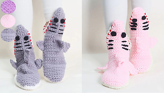 1 or 3 Pairs of Knitted Shark Biting Socks - 3 Colours