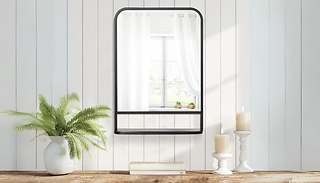 HOMCOM Modern Square Wall Mirror with Shelf