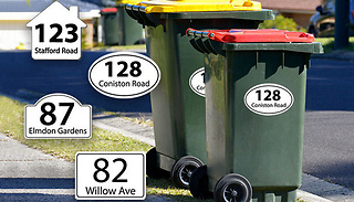 6 Personalised Wheelie Bin Stickers - 4 Designs