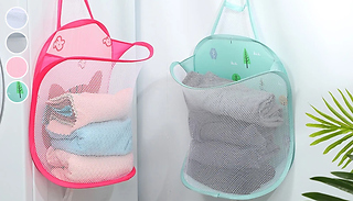 Folding Mesh Laundry Basket Organiser - 4 Colours