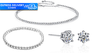 Swarovski Crystal 3-Piece Jewellery Set - Choker, Bracelet & Earrings