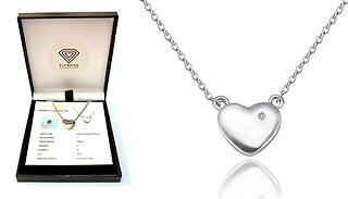 Genuine Diamond and White Gold Heart Pendant