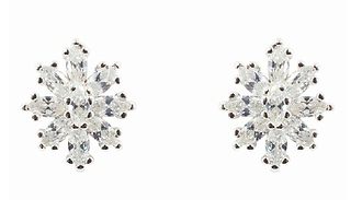 Snowflake Created-Diamond Cluster Stud Earrings