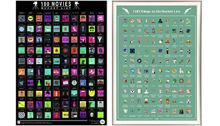Top 100 Scratch Off Poster -Bucket List or 100 Movies To Watch Poster