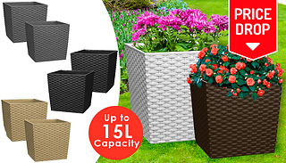 Pair of Cube Rattan-Effect Planters - 5 Colours & 3 Sizes