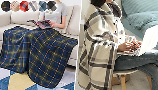 2-in-1 'Work From Home' Tartan Blanket & Shawl - 6 Styles