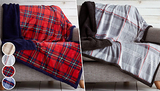 Teddy Reversible Check Throw Blanket - 4 Designs & 2 Sizes