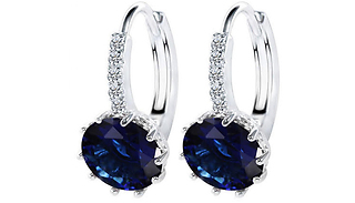 2.5ct Brilliant Cut Lab-Created Sapphire Rhodium-Plated Earrings