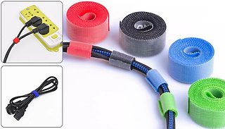 1, 2 or 4 Cuttable Velcro Cable Organiser Rolls - 4 Colours