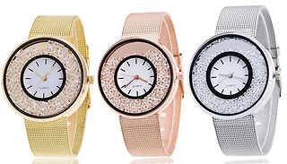 Luxury Ladies Rhinestone Quartz Watch - 3 Colours