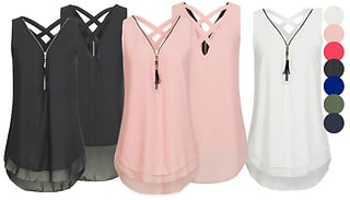 Light Chiffon Zip-Front Blouse- 7 Colours & 5 Sizes
