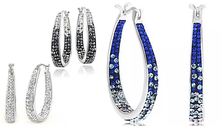 Inside Out Swarovski Elements Hoop Earrings - 3 Crystal Colours