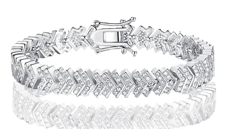 18K White Gold-Plated Chevron Bracelet