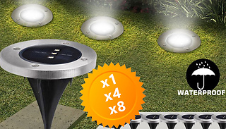 Solar Powered LED In-ground Lights - Pack of 1, 4 or 8!