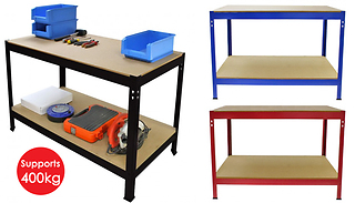 Q-Rax Boltless Adjustable Garage Workbench - 3 Colours