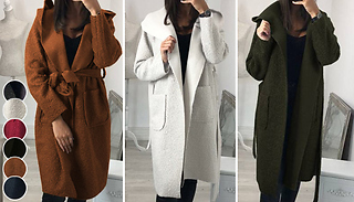 Fluffy Hooded Longline Cardigan - 6 Colours & 3 Sizes