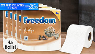 45 Rolls of Freedom Quilted 3-Ply Toilet Paper - 3 Options