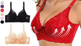 Lace Cotton Push-Up Bra - 6 Colours & 12 Sizes