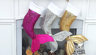 Sequin Mermaid Tail Christmas Stocking - 3 Colours