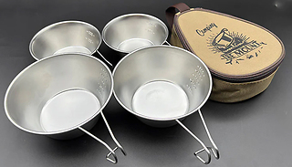 4 Stainless Steel Camping Bowls with Storage Bags - 2 Sizes