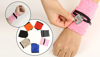 1, 2 or 4 Unisex Wristband Zipper Pouches - 5 Colours