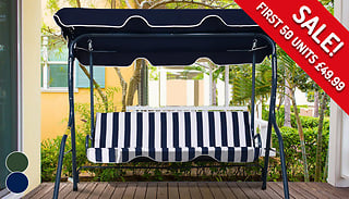 Steel Three-Seater Swing Chair - Blue or Green