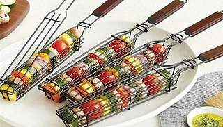 1, 2, or 3 x Non-Stick Skewer Baskets for BBQs
