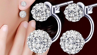 1 or 2 Pairs of Double Beaded Rhinestone Stud Earrings