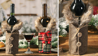 Christmas Plaid or Tweed Wine Bottle Sleeves