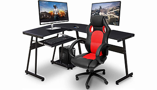 Adjustable Black L-Shaped Workstation