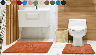 Cross Hatch Non-Slip Bath & Pedestal Mat Set - 12 Colours