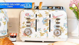 Laura Ashley 4 Slice Elveden White Silver Toaster