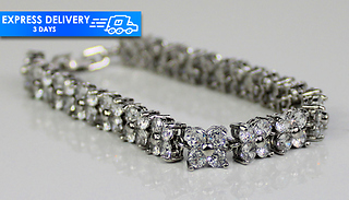 Flower Cluster Created Diamond Bracelet With Jewellery Box
