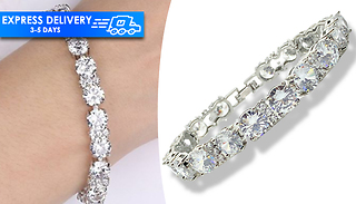 White Gold Chunky Cluster Created Diamond Tennis Bracelet
