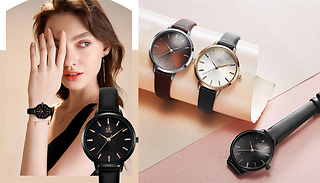 Faux Leather Minimalist Quartz Wrist Watch - 3 Colours