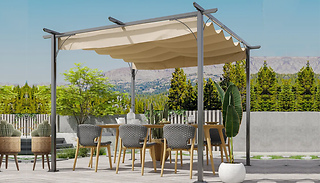 3m x 3m Metal Garden Shading Pergola with Retractable Roof