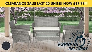 4-Seater Rattan Garden Furniture Set - Black & Grey!