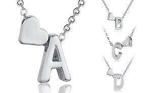 Letter & Heart Initial Pendant Necklace - From A-Z