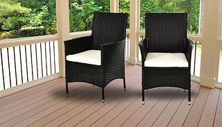 2-Piece Rattan Chair Set + Cushions - 2 Colours